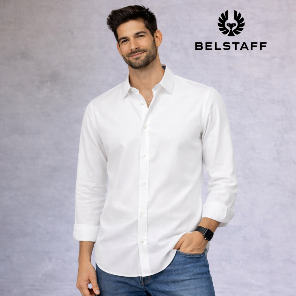 Belstaff Mens White Cotton Long Sleeve Stretch Shirt Size L