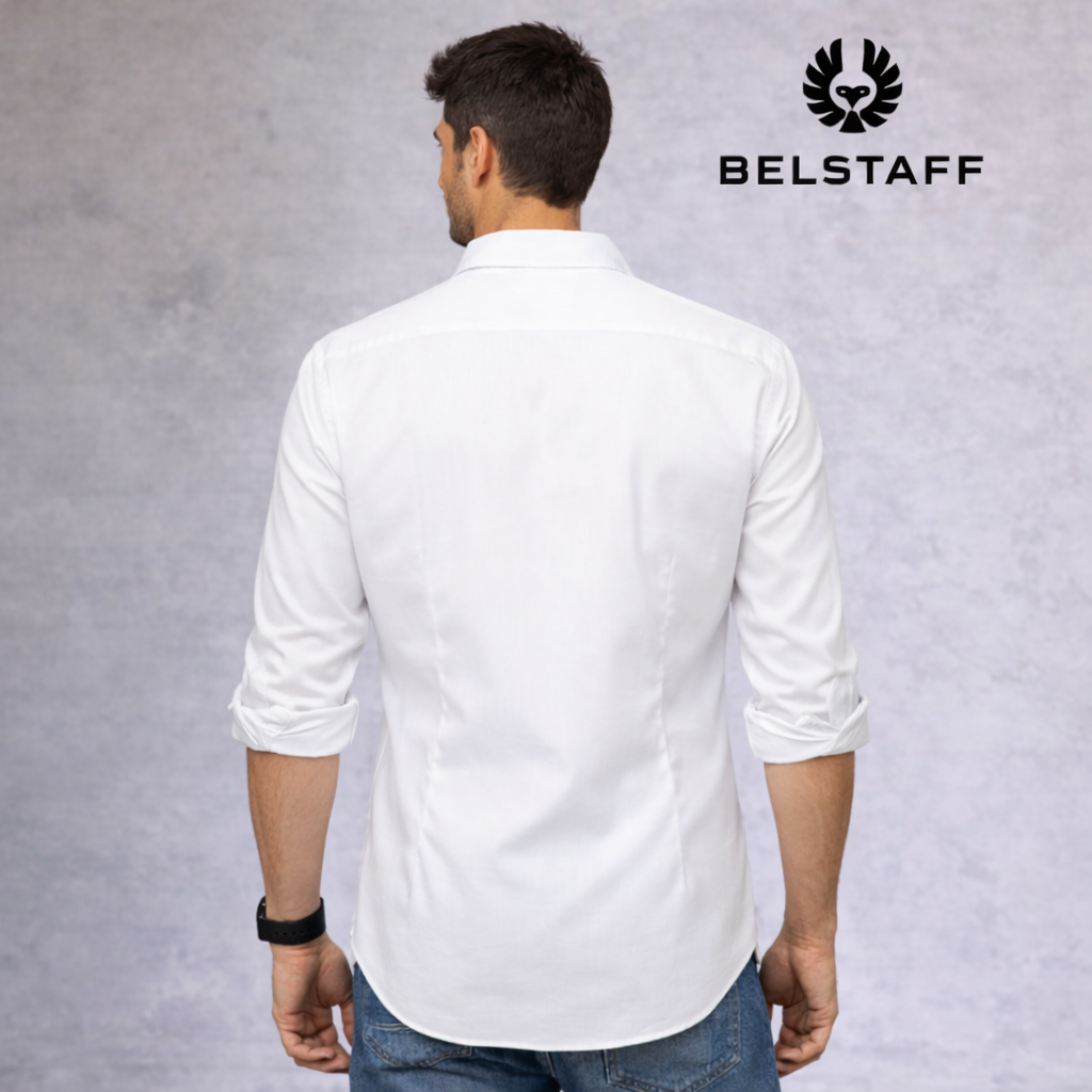 Belstaff Mens White Cotton Long Sleeve Stretch Shirt Size L
