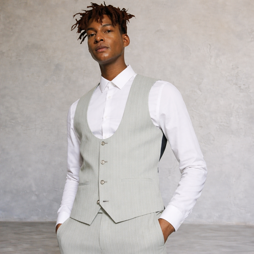 Topman Slim Cut Grey Pinstripe Waistcoat 40"