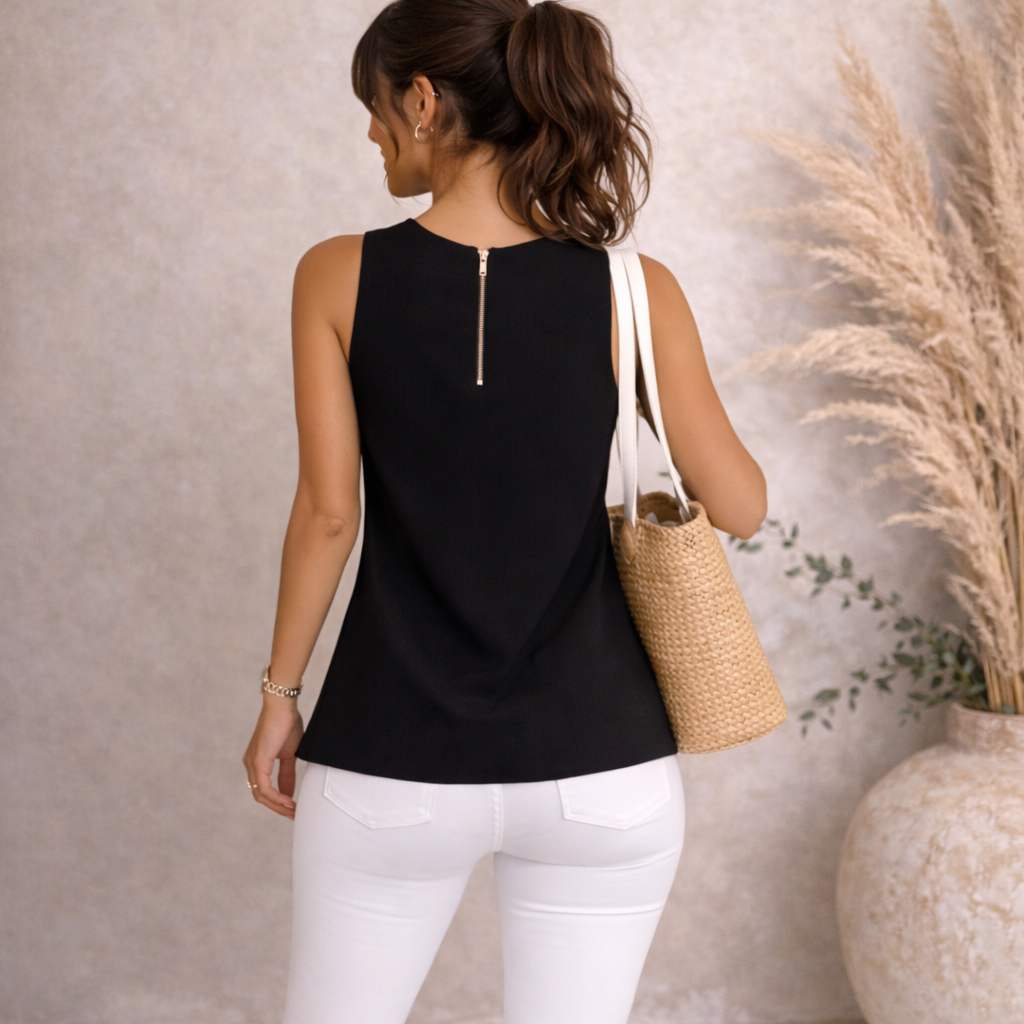 Ted Baker Fawney Black White Sleeveless Top UK 6