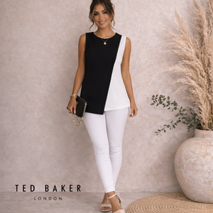Ted Baker Fawney Black White Sleeveless Top UK 6