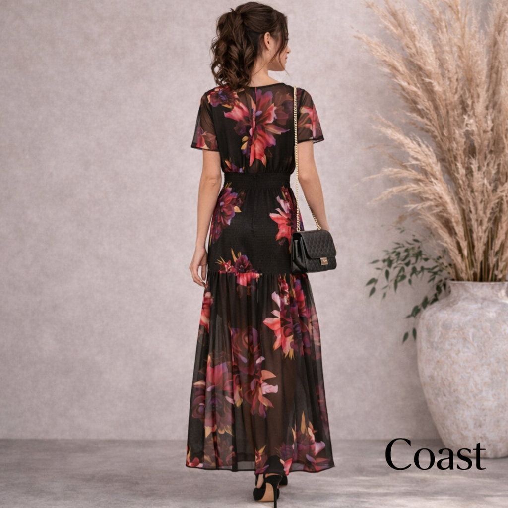 Coast Floaty Chiffon Floral Maxi Dress UK 6