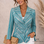 Country Casuals Turquoise Striped Summer Jacket UK 10