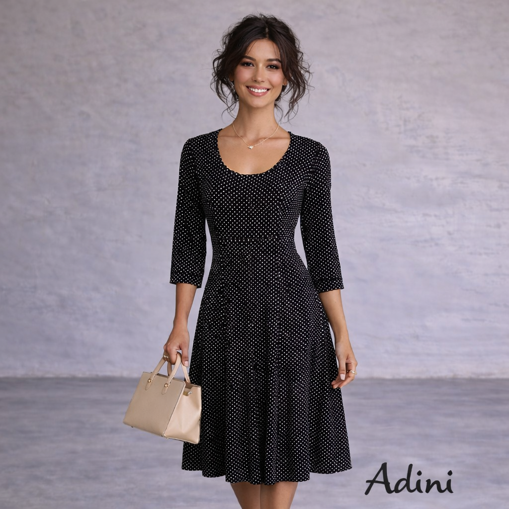 Adini Grey Polka Dot Cotton Jersey Dress UK 14