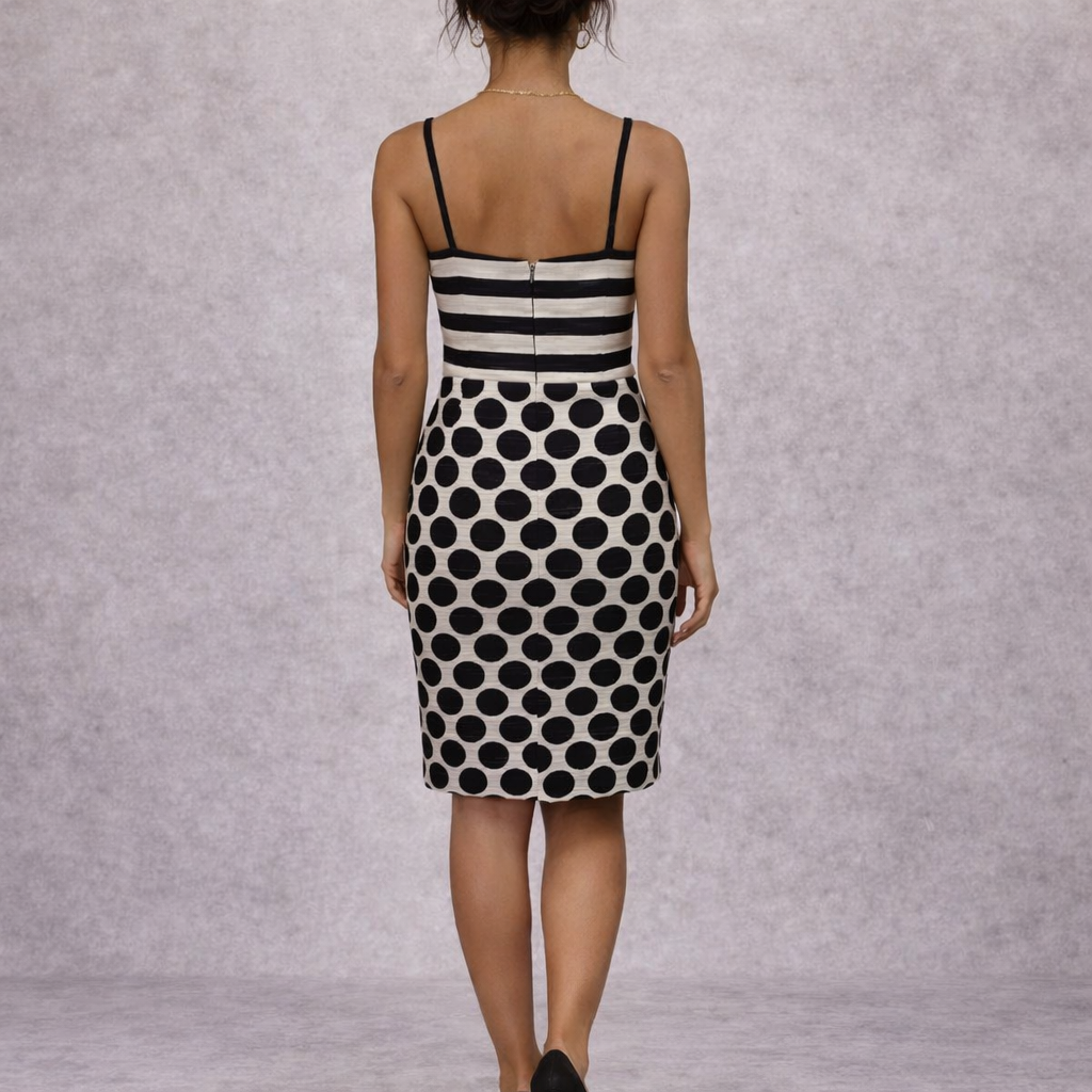 Hobbs Invitation Black Ivory Polka Dot Strappy Dress Jacket Suit UK 8/10