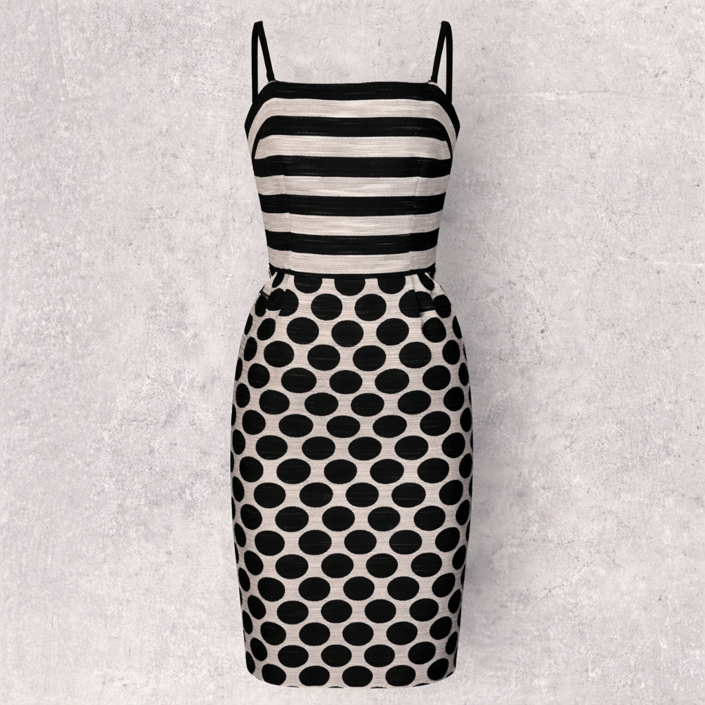 Hobbs Invitation Black Ivory Polka Dot Strappy Dress Jacket Suit UK 8/10