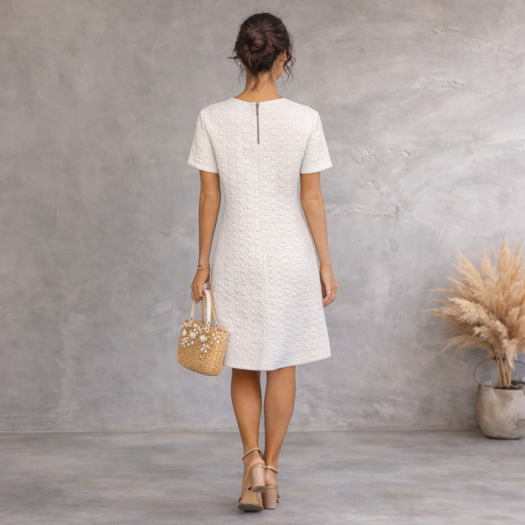 Dorothy Perkins White 'Quilted" Dress UK 12