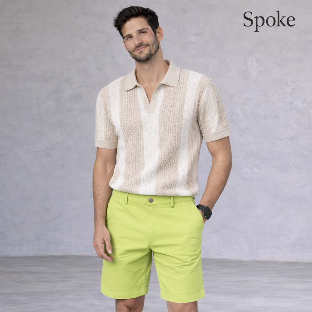SPOKE Lime Green Cotton Stretch Bermuda Shorts