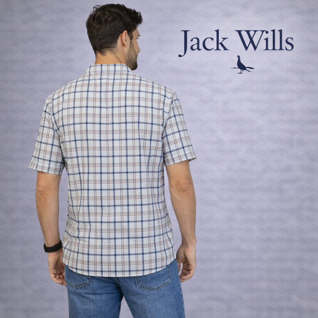 Jack Wills Blue White Cotton Short Sleeve Shirt Size Small
