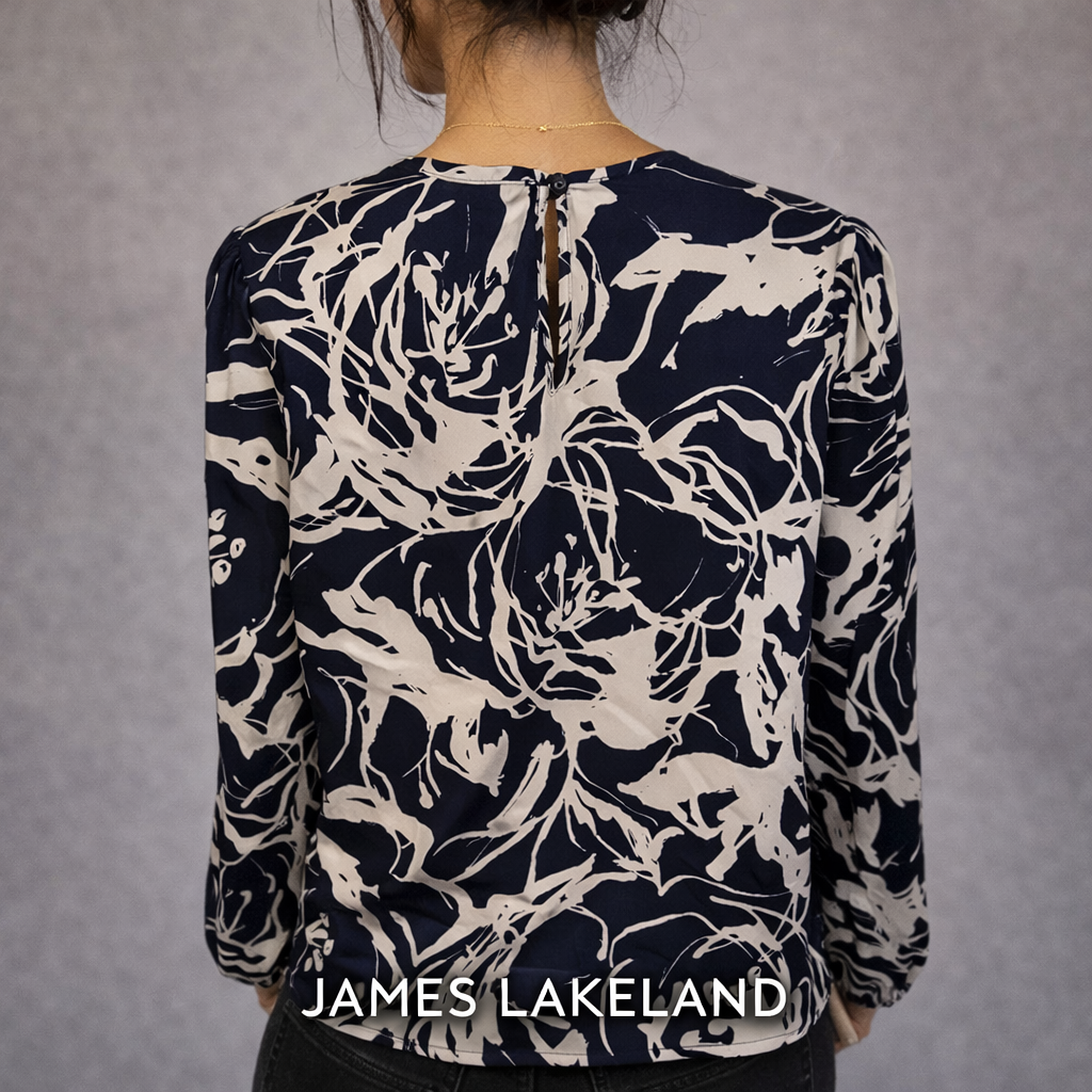 James Lakeland Navy & White Silky Top UK 12