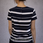 French Connection Black & White Striped Silky Top UK 12