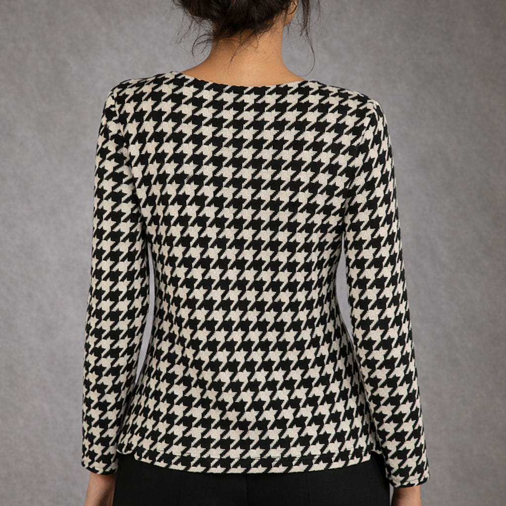 Episode Black & White Wool Houndstooth Top & Scarf  UK 12