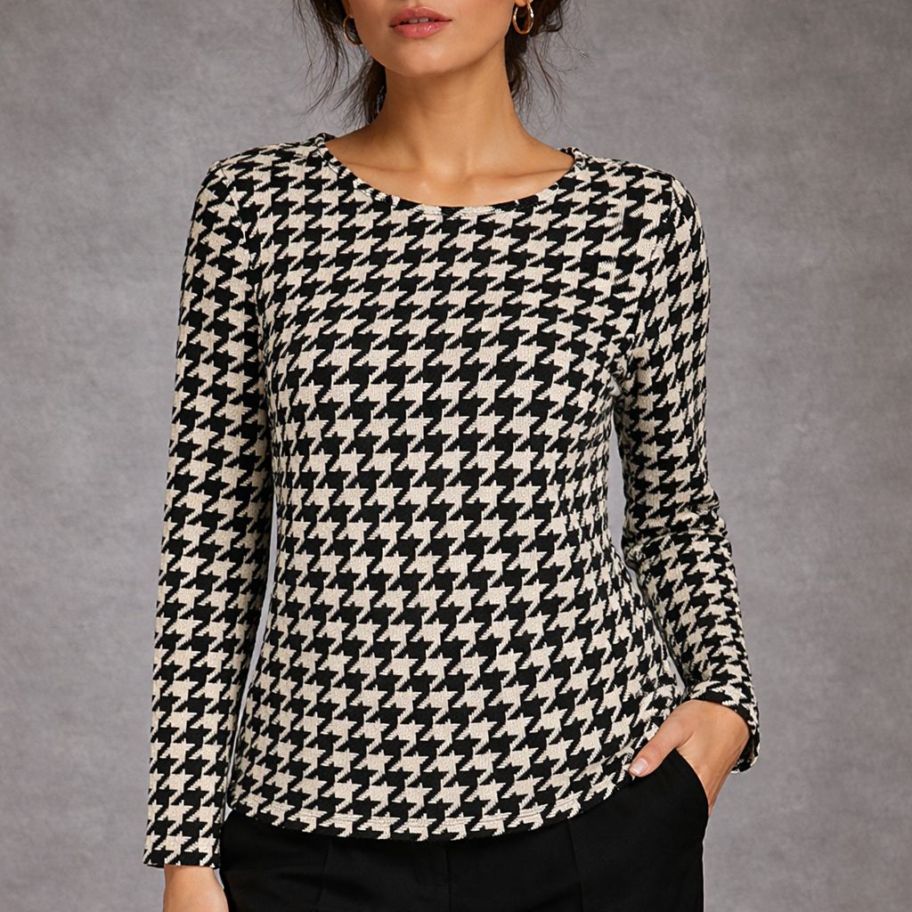 Episode Black & White Wool Houndstooth Top & Scarf  UK 12