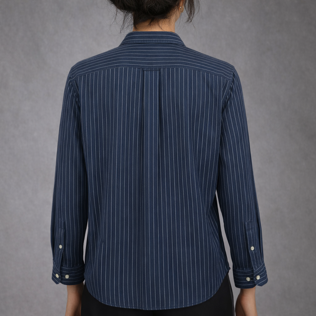 Lauren Ralph Lauren Blue Striped Linen Shirt UK 12/14
