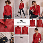 Etro Blood Red Silk Long Sleeve Shirt UK 10