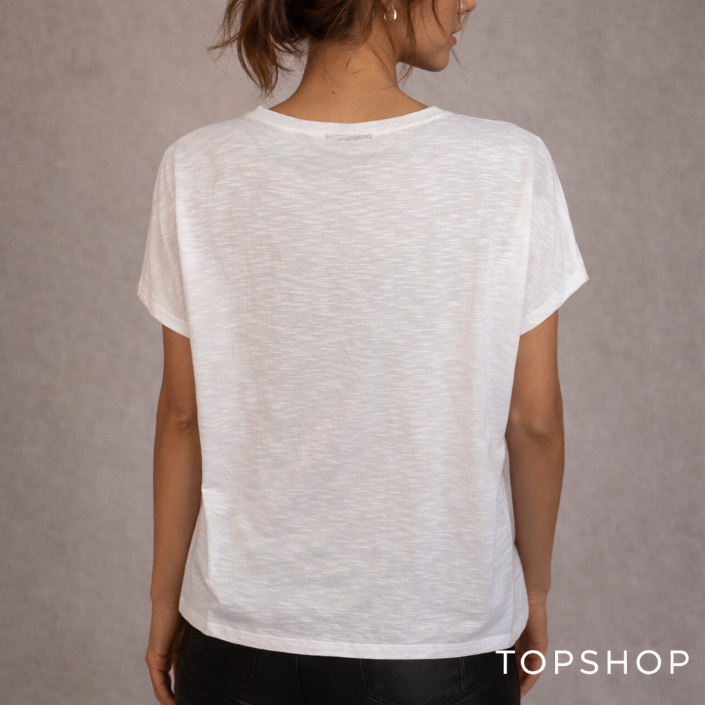 Topshop White & Yellow Embroidered Top  UK 10