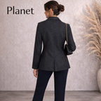 Planet Single Breasted Longline Navy Jacket UK 8