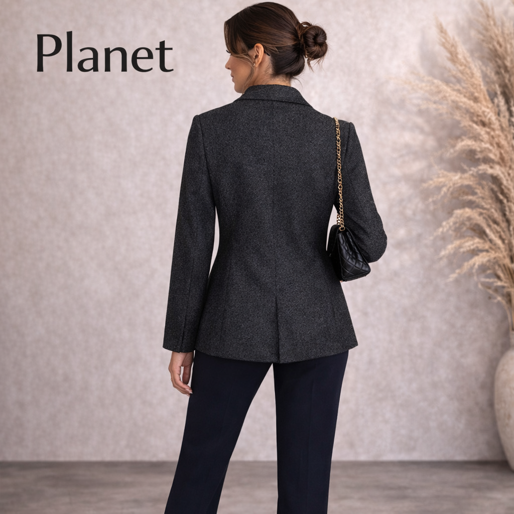 Planet Single Breasted Longline Navy Jacket UK 8