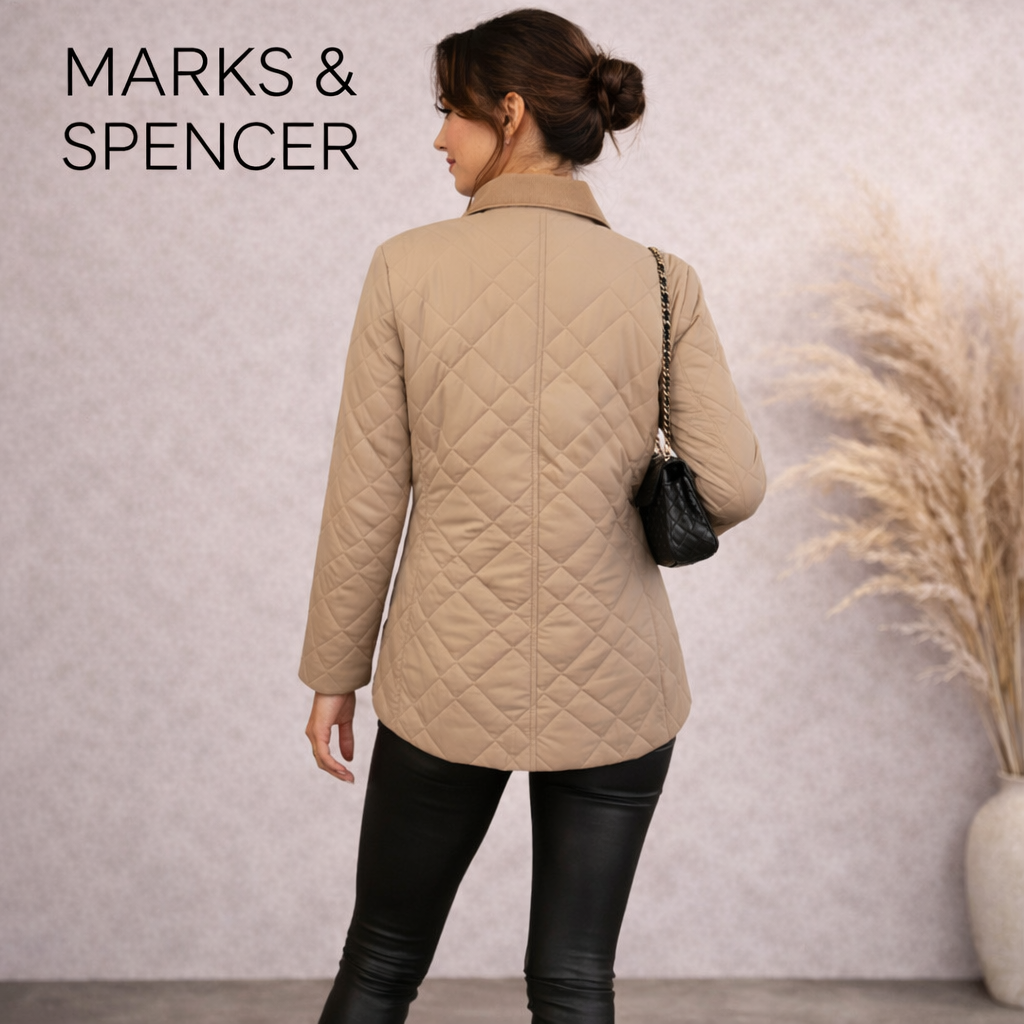 Marks & Spencer Neutral Beige Quilted Jacket  UK 10