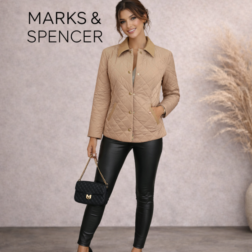 Marks & Spencer Neutral Beige Quilted Jacket  UK 10