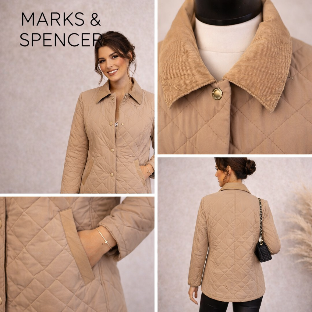 Marks & Spencer Neutral Beige Quilted Jacket  UK 10