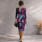 Per Una Purple Pink Green Crossover Drape Dress UK 6