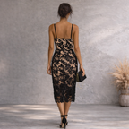 Quiz Black Crochet Lace Strappy Bodycon Dress UK 10