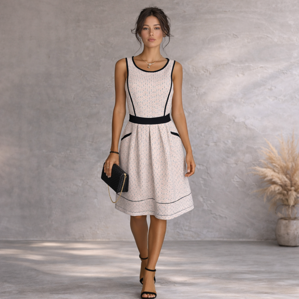 Monsoon Ivory Fit & Flare Sparkly Sleeveless Dress UK 12