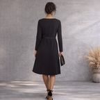 The White Company Black Ponte Wrap Dress  UK 12