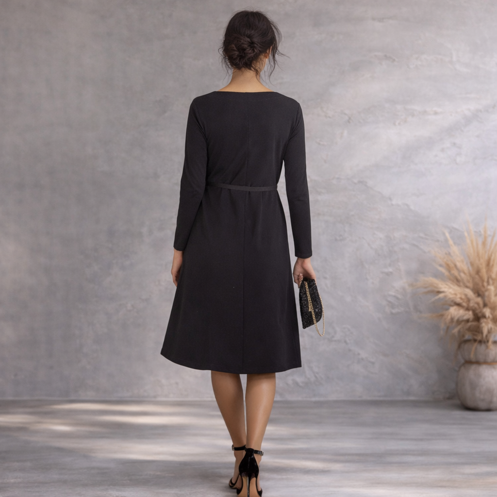 The White Company Black Ponte Wrap Dress  UK 12