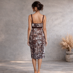 Principles Blue & Brown Cotton Sleeveless Dress UK 12
