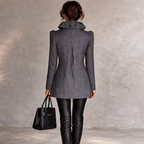 French Connection Grey Frill Collar Wool Military Style Jacket UK 8