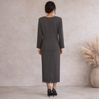J. W. Treci Vintage Grey Long Sleeve Overlay Dress UK 10