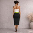 Boss Hugo Boss Dark Green Pinstripe Wool Skirt UK 8/10