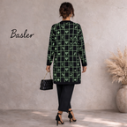 Basler Vintage 90's Long Black & Lime Green Cotton Cardigan UK 10