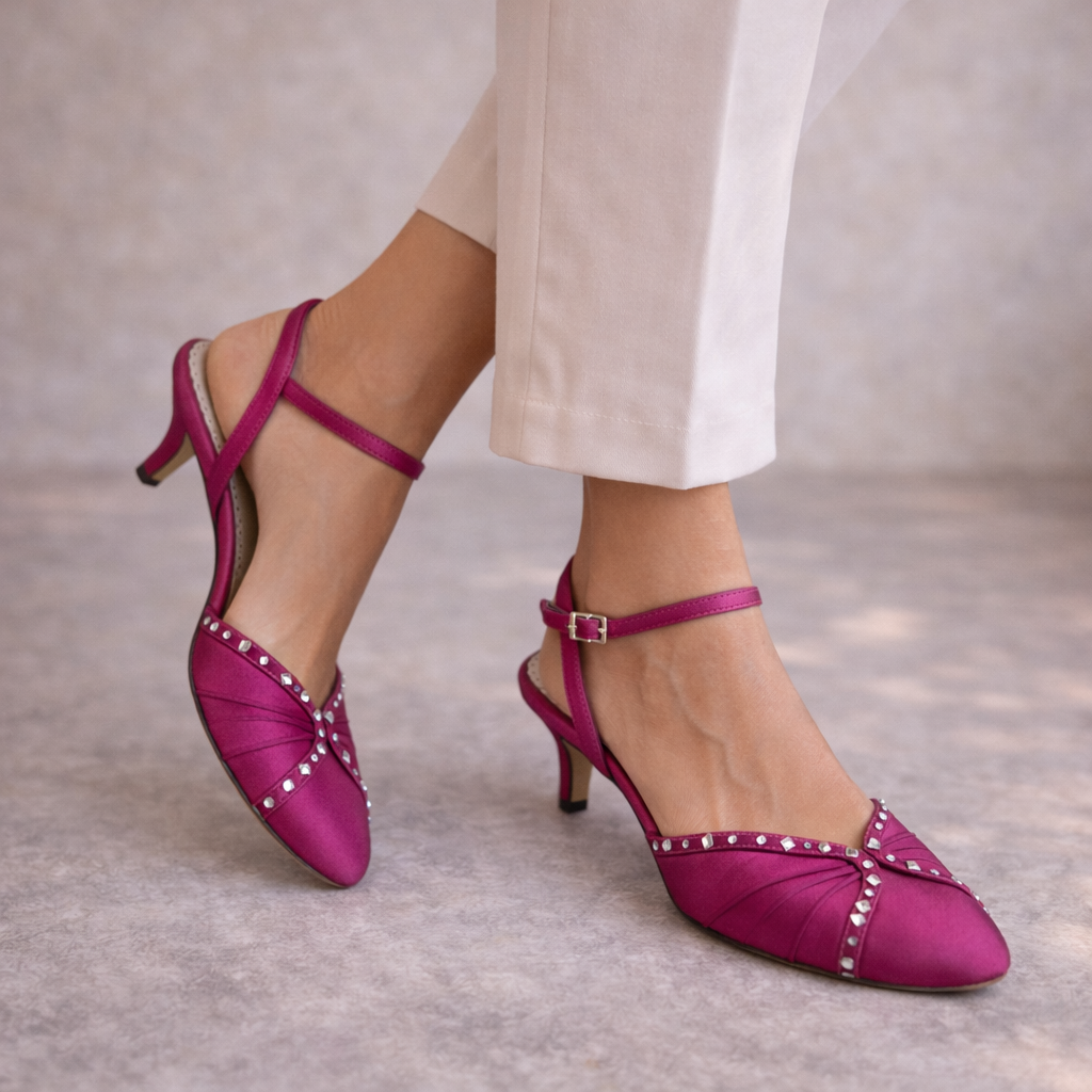 Benjamin Adams Pink Silk Diamante Occasion Shoes UK 5