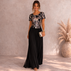 Betsy & Adam Black Navy Sequin Cap Sleeve Maxi Dress UK 8