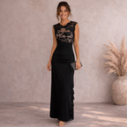 Betsy & Adam Black Tulle Maxi Cocktail Dress UK 8