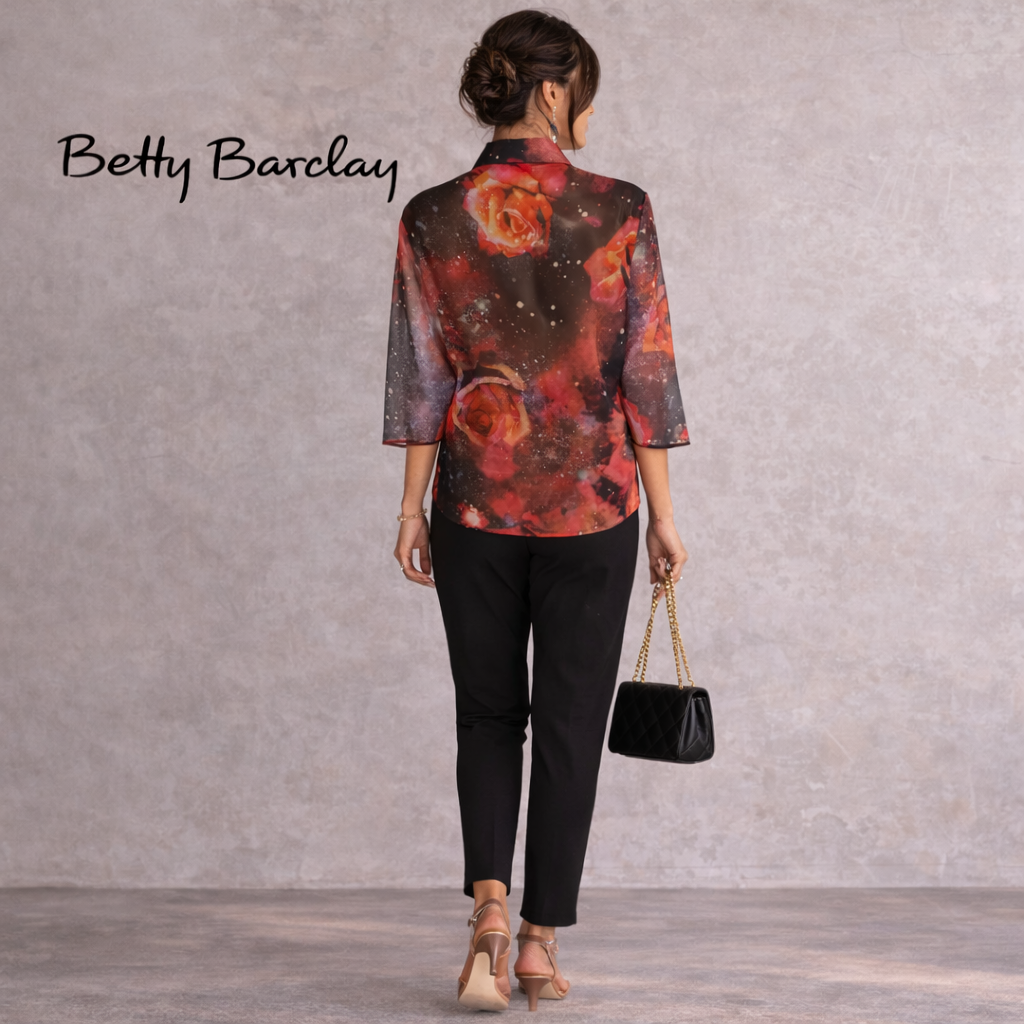 Betty Barclay Rose Floral Semi Sheer Blouse UK 10