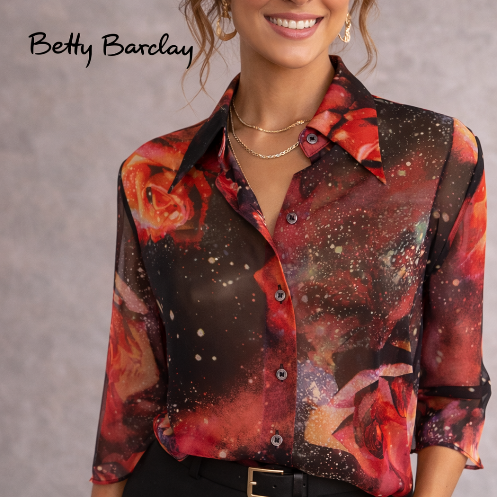 Betty Barclay Rose Floral Semi Sheer Blouse UK 10