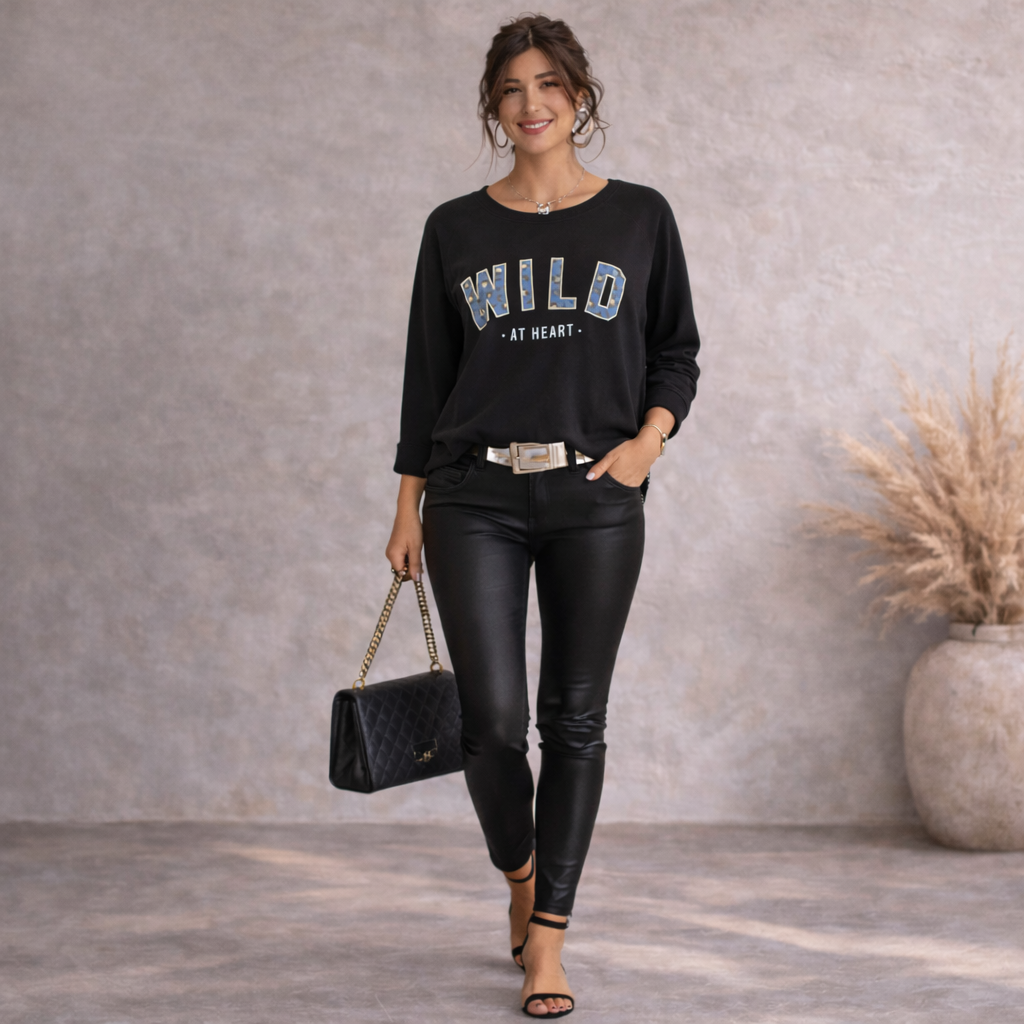 Blake Seven Wild At Heart Black Fleece Sweatshirt  UK 12