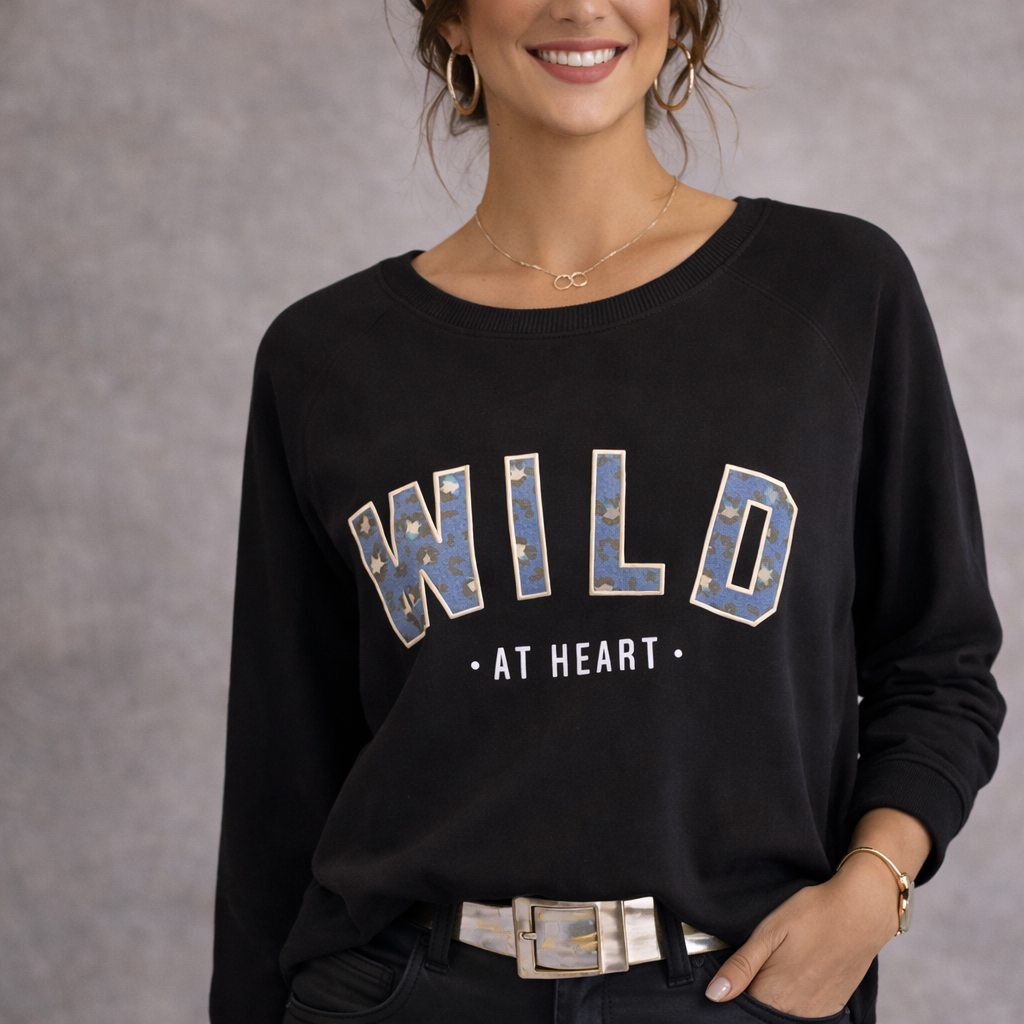 Blake Seven Wild At Heart Black Fleece Sweatshirt  UK 12