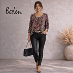 Boden Multicoloured Cotton Beaded Floral Top UK 12