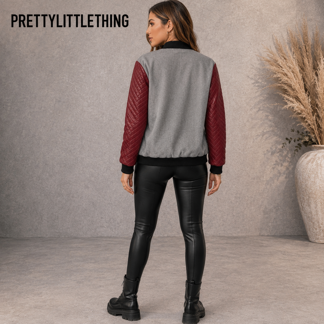 Prettylittlething Faux Leather Bomber Jacket UK 6