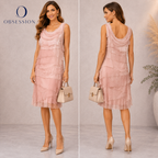 Obsession Pale Pink Silk Layered Dress UK 10