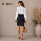 Hobbs Black & Purple Polka Dot Mini Skirt UK 10