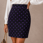 Hobbs Black & Purple Polka Dot Mini Skirt UK 10