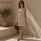 Hobbs Marilyn Anselm Vintage Ivory Black Linen Dress UK 12