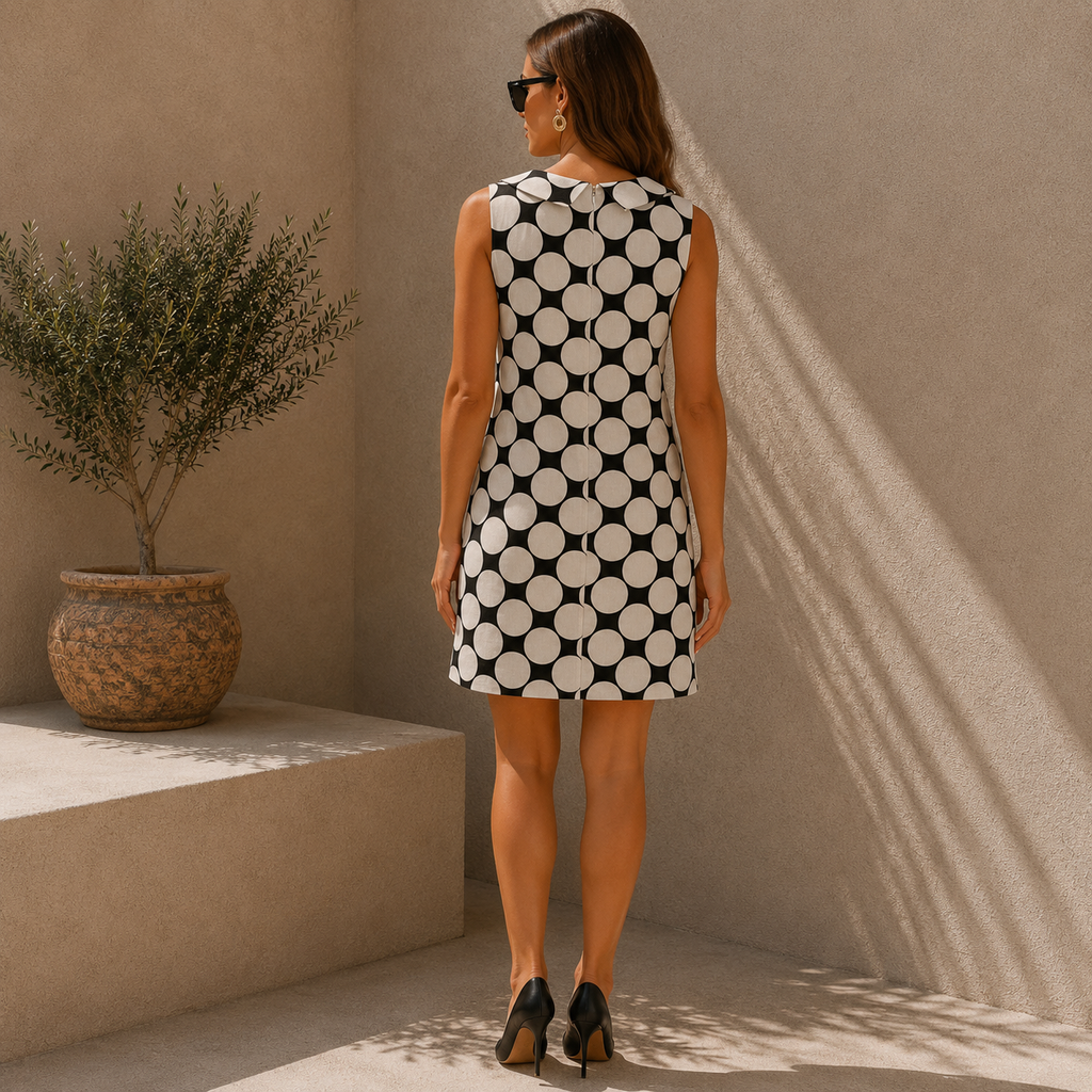 Hobbs Marilyn Anselm Vintage Ivory Black Linen Dress UK 12
