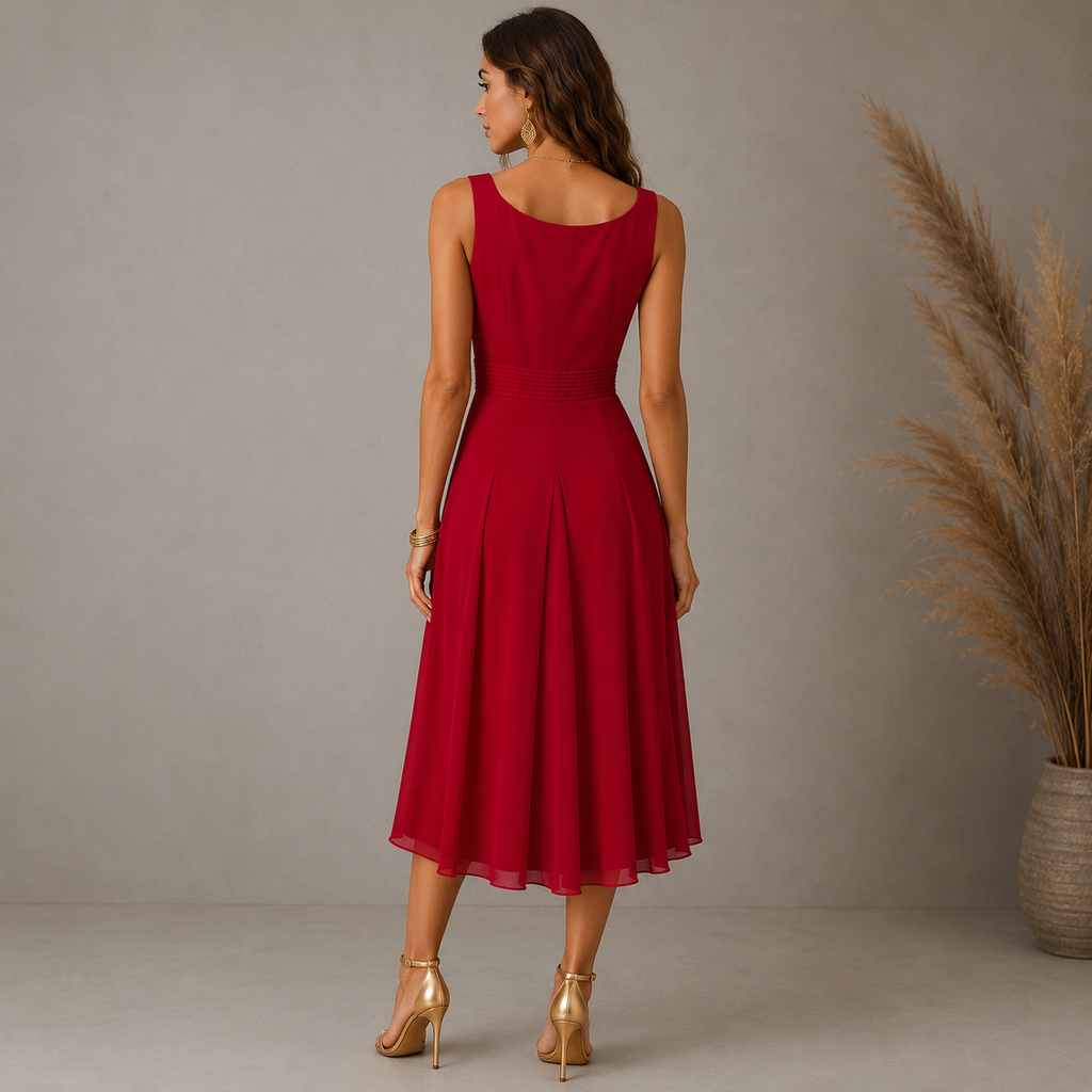 Hobbs Red Silk Beaded Sleeveless Dress UK 8